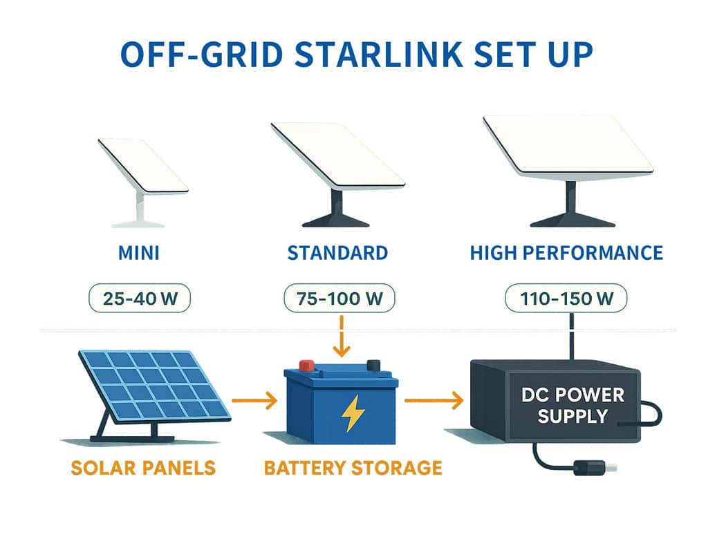 Alimenter Starlink en autonomie : consommation, batterie et solaire